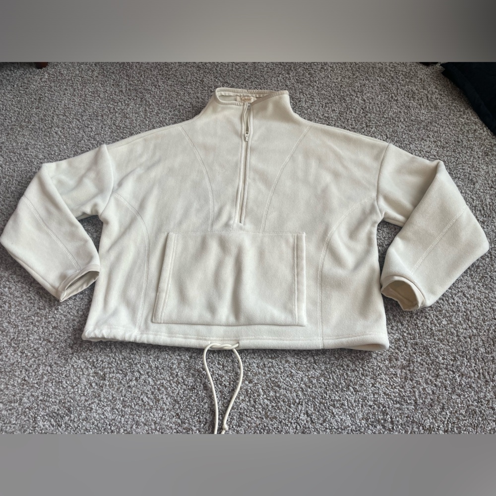 QINSEN Half Zip Fleece Sweatshirt Mock Neck Sherpa Pullover Apricot Small - Picture 2 of 5